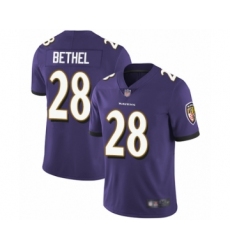 Men's Baltimore Ravens #28 Justin Bethel Purple Team Color Vapor Untouchable Limited Player Football Jersey