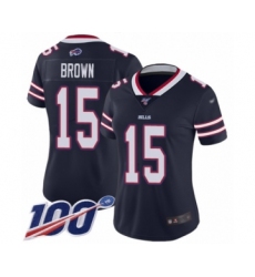 Women's Buffalo Bills #15 John Brown Limited Navy Blue Inverted Legend 100th Season Football Jersey