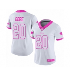 Women's Buffalo Bills #20 Frank Gore Limited White Pink Rush Fashion Football Jersey