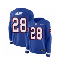 Women's Buffalo Bills #28 Frank Gore Limited Royal Blue Therma Long Sleeve Football Jersey