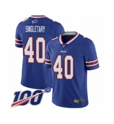 Men's Buffalo Bills #40 Devin Singletary Royal Blue Team Color Vapor Untouchable Limited Player 100th Season Football Jersey