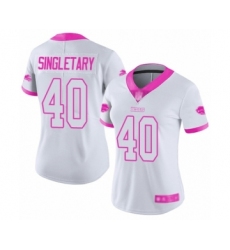 Women's Buffalo Bills #40 Devin Singletary Limited White Pink Rush Fashion Football Jersey