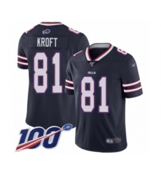 Men's Buffalo Bills #81 Tyler Kroft Limited Navy Blue Inverted Legend 100th Season Football Jersey