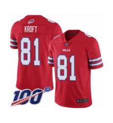 Men's Buffalo Bills #81 Tyler Kroft Limited Red Rush Vapor Untouchable 100th Season Football Jersey