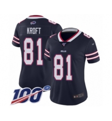 Women's Buffalo Bills #81 Tyler Kroft Limited Navy Blue Inverted Legend 100th Season Football Jersey
