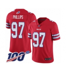 Men's Buffalo Bills #97 Jordan Phillips Limited Red Rush Vapor Untouchable 100th Season Football Jersey