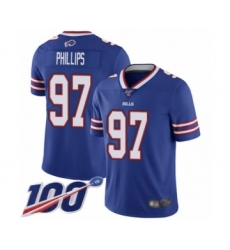 Men's Buffalo Bills #97 Jordan Phillips Royal Blue Team Color Vapor Untouchable Limited Player 100th Season Football Jersey