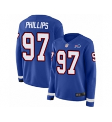 Women's Buffalo Bills #97 Jordan Phillips Limited Royal Blue Therma Long Sleeve Football Jersey