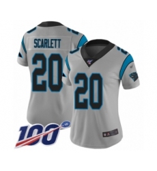 Women's Carolina Panthers #20 Jordan Scarlett Silver Inverted Legend Limited 100th Season Football Jersey