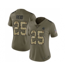Women's Carolina Panthers #25 Eric Reid Limited Olive Camo 2017 Salute to Service Football Jersey
