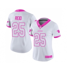 Women's Carolina Panthers #25 Eric Reid Limited White Pink Rush Fashion Football Jersey