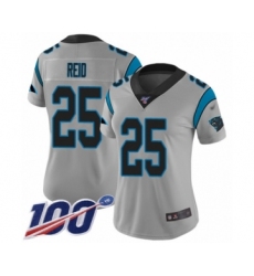 Women's Carolina Panthers #25 Eric Reid Silver Inverted Legend Limited 100th Season Football Jersey