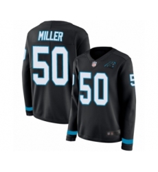 Women's Carolina Panthers #50 Christian Miller Limited Black Therma Long Sleeve Football Jersey