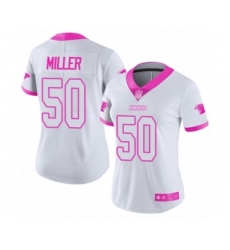 Women's Carolina Panthers #50 Christian Miller Limited White Pink Rush Fashion Football Jersey