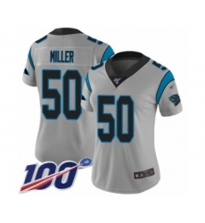 Women's Carolina Panthers #50 Christian Miller Silver Inverted Legend Limited 100th Season Football Jersey
