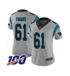 Women's Carolina Panthers #61 Matt Paradis Silver Inverted Legend Limited 100th Season Football Jersey