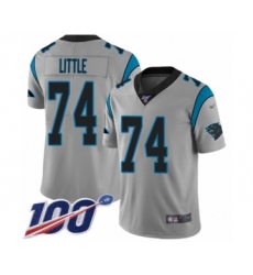 Men's Carolina Panthers #74 Greg Little Silver Inverted Legend Limited 100th Season Football Jersey