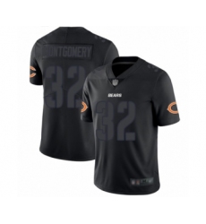 Men's Chicago Bears #32 David Montgomery Limited Black Rush Impact Football Jersey