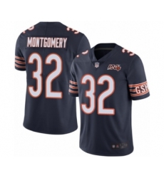 Men's Chicago Bears #32 David Montgomery Navy Blue Team Color 100th Season Limited Football Jersey