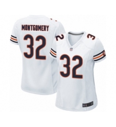 Women's Chicago Bears #32 David Montgomery Game White Football Jersey