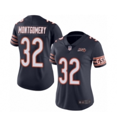 Women's Chicago Bears #32 David Montgomery Navy Blue Team Color 100th Season Limited Football Jersey