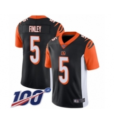 Men's Cincinnati Bengals #5 Ryan Finley Black Team Color Vapor Untouchable Limited Player 100th Season Football Jersey