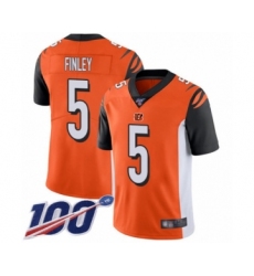 Men's Cincinnati Bengals #5 Ryan Finley Orange Alternate Vapor Untouchable Limited Player 100th Season Football Jersey