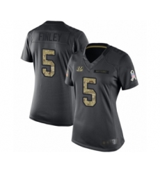 Women's Cincinnati Bengals #5 Ryan Finley Limited Black 2016 Salute to Service Football Jersey