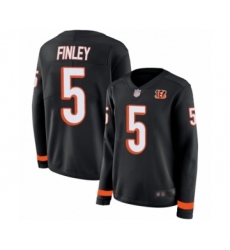 Women's Cincinnati Bengals #5 Ryan Finley Limited Black Therma Long Sleeve Football Jersey