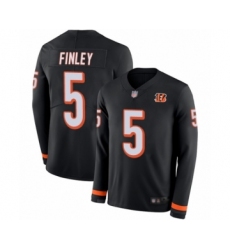 Youth Cincinnati Bengals #5 Ryan Finley Limited Black Therma Long Sleeve Football Jersey