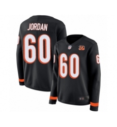 Women's Cincinnati Bengals #60 Michael Jordan Limited Black Therma Long Sleeve Football Jersey
