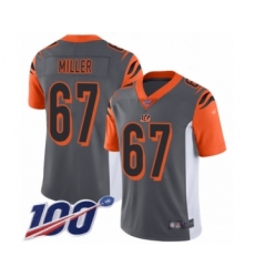 Men's Cincinnati Bengals #67 John Miller Limited Silver Inverted Legend 100th Season Football Jersey