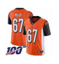 Men's Cincinnati Bengals #67 John Miller Orange Alternate Vapor Untouchable Limited Player 100th Season Football Jersey