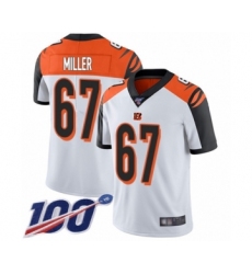 Men's Cincinnati Bengals #67 John Miller White Vapor Untouchable Limited Player 100th Season Football Jersey