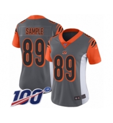 Women's Cincinnati Bengals #89 Drew Sample Limited Silver Inverted Legend 100th Season Football Jersey