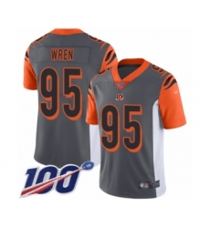 Men's Cincinnati Bengals #95 Renell Wren Limited Silver Inverted Legend 100th Season Football Jersey