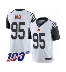 Men's Cincinnati Bengals #95 Renell Wren Limited White Rush Vapor Untouchable 100th Season Football Jersey