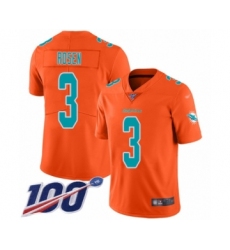 Men's Miami Dolphins #3 Josh Rosen Limited Orange Inverted Legend 100th Season Football Jersey