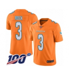 Men's Miami Dolphins #3 Josh Rosen Limited Orange Rush Vapor Untouchable 100th Season Football Jersey