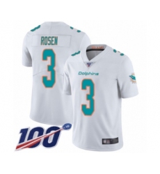 Men's Miami Dolphins #3 Josh Rosen White Vapor Untouchable Limited Player 100th Season Football Jersey