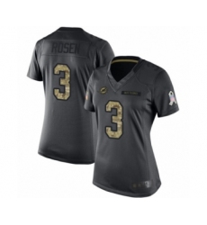 Women's Miami Dolphins #3 Josh Rosen Limited Black 2016 Salute to Service Football Jersey