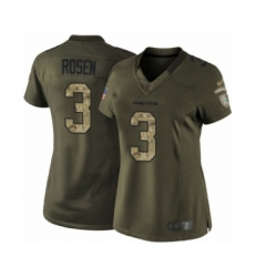 Women's Miami Dolphins #3 Josh Rosen Limited Green Salute to Service Football Jersey