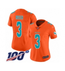 Women's Miami Dolphins #3 Josh Rosen Limited Orange Inverted Legend 100th Season Football Jersey