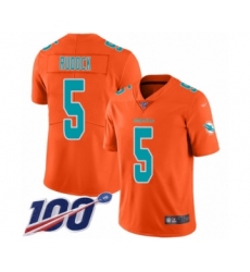 Men's Miami Dolphins #5 Jake Rudock Limited Orange Inverted Legend 100th Season Football Jersey
