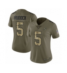 Women's Miami Dolphins #5 Jake Rudock Limited Olive Camo 2017 Salute to Service Football Jersey