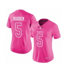 Women's Miami Dolphins #5 Jake Rudock Limited Pink Rush Fashion Football Jersey