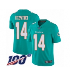 Men's Miami Dolphins #14 Ryan Fitzpatrick Aqua Green Team Color Vapor Untouchable Limited Player 100th Season Football Jersey