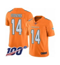 Men's Miami Dolphins #14 Ryan Fitzpatrick Limited Orange Rush Vapor Untouchable 100th Season Football Jersey