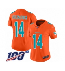 Women's Miami Dolphins #14 Ryan Fitzpatrick Limited Orange Inverted Legend 100th Season Football Jersey