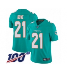 Men's Miami Dolphins #21 Eric Rowe Aqua Green Team Color Vapor Untouchable Limited Player 100th Season Football Jersey